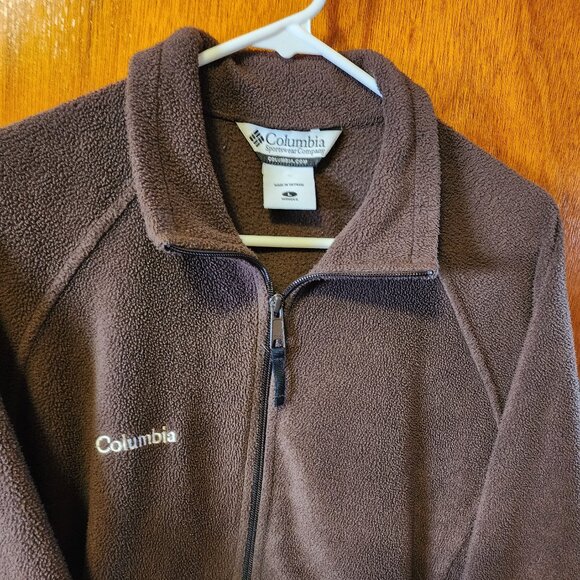 Women's Large Columbia Sportswear Brown Full Zip Fleece Jacket - Picture 1 of 10